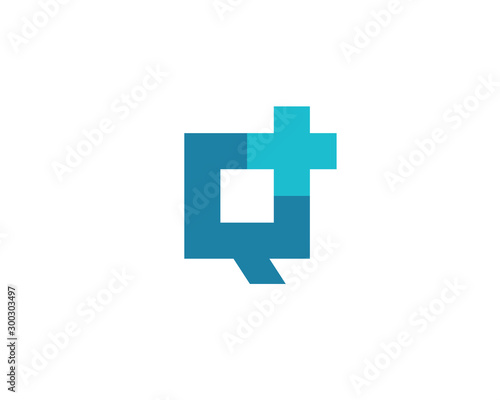 Letter Q cross plus medical logo icon design template elements