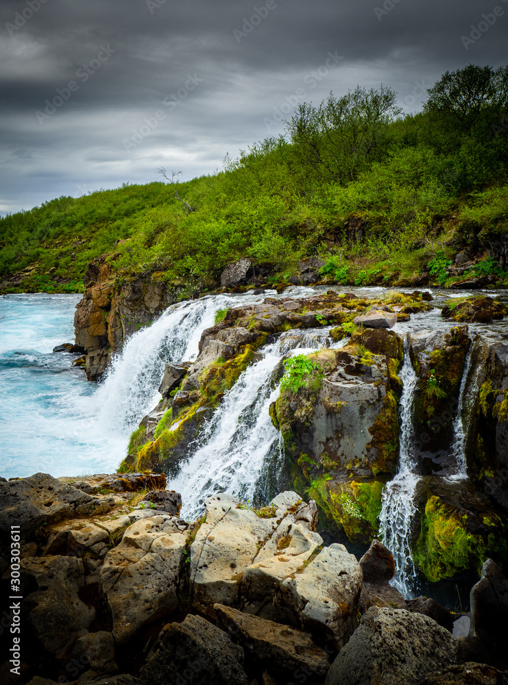 Blue Bruarfoss waterfalls in iceland Blue Bruarfoss waterfalls in iceland