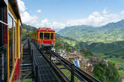 Tourist mountain tram to Fansipan mountain in Sapa, Vietnam photo