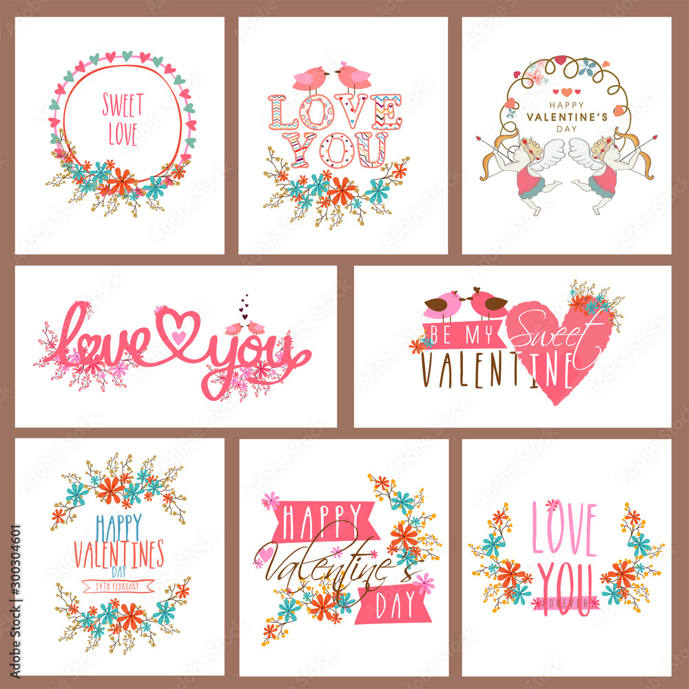 Greeting Cards set for Valentine's Day. Greeting Cards set for Valentine's Day.
