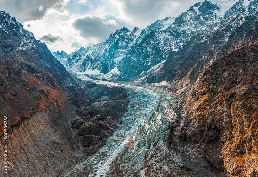 glacier in the mountains of the Caucasus.