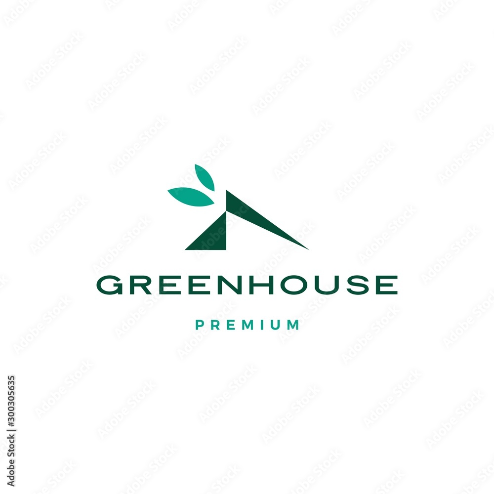 green house leaf roof logo vector icon illustration