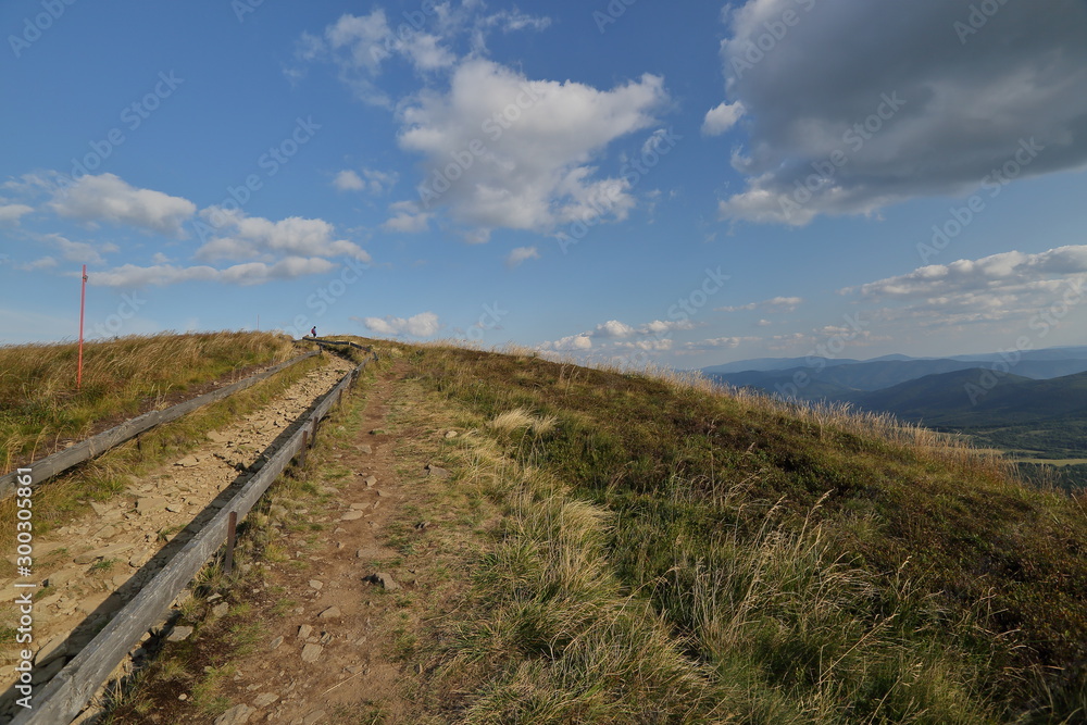 Trail in Bieszczady mountain, Poland,  empty, without people