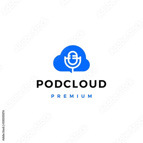 server cloud podcast logo vector icon illustration