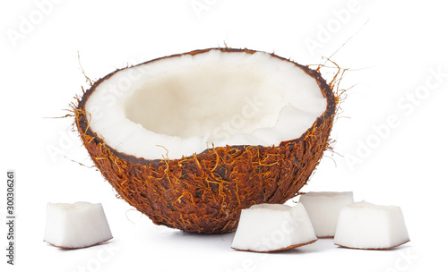 Obraz na płótnie Coco nut halves isolated on white background