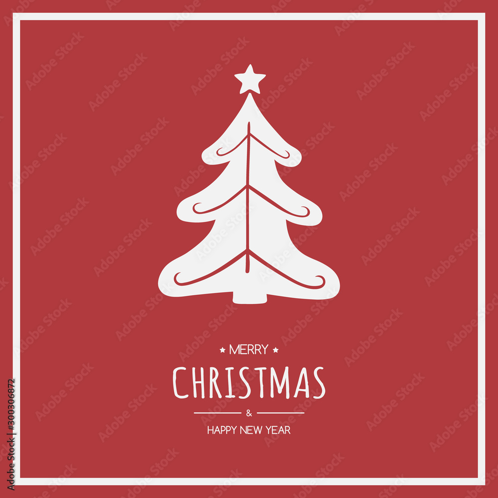 Christmas greeting card with hand drawn tree and wishes. Vector Christmas greeting card with hand drawn tree and wishes. Vector
