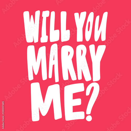 Will you marry me. Valentines day Sticker for social media content about love. Vector hand drawn illustration design. 