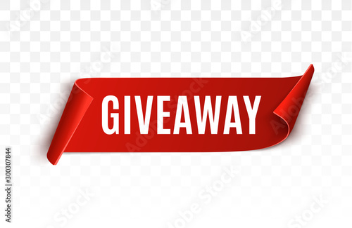 Giveaway red ribbon for social media post. 