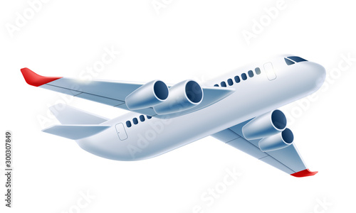 Vector realistic airplane aircraft white 3d mockup
