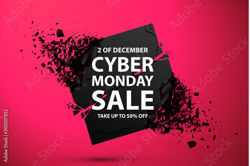 Cyber Monday Sale Abstract Background. Vector Banner with explosion effect