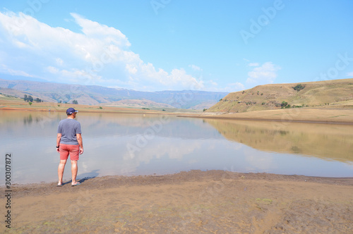 Dam in Winterton, water levels very low, Kwazulu Natal, South Africa photo