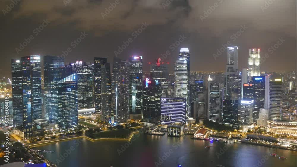 Singapore - Circa : Time-Lapse of Singapore city at night Singapore - Circa : Time-Lapse of Singapore city at night