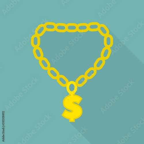 Rapper gold chain icon. Flat illustration of rapper gold chain vector icon for web design