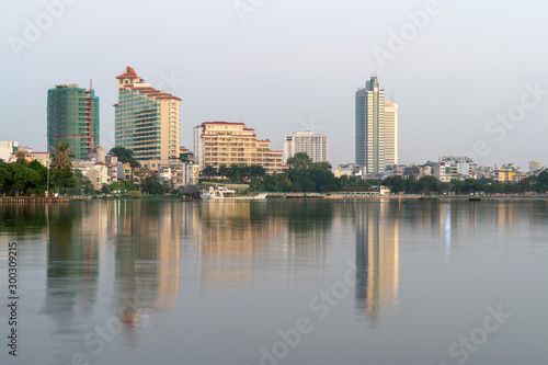 Hanoi cityscape at twilight at West Lake (Ho Tay) © Hanoi Photography