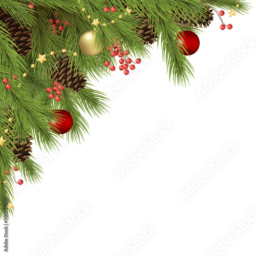 decorated christmas fir branches concept