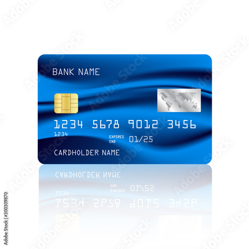Credit card vector with abstract colorful blue mesh design background. Blue credit card. Vector