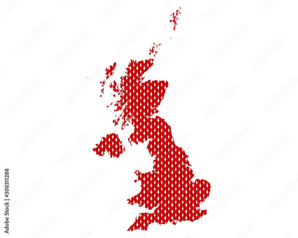 Karte von Grossbritannien in rechten Maschen