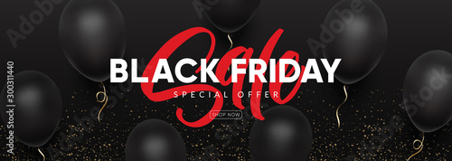 "Black Friday" sale banner for social media. Eps10 vector template for website and mobile website development, email and newsletter design, marketing material. 