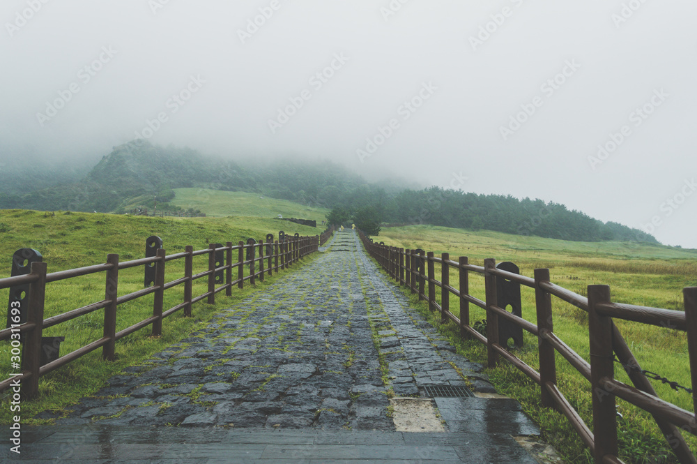 stone pathway to Seongsan Ilchulbong