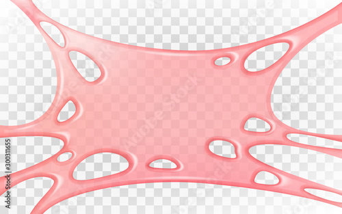 Pink sticky bubble gum isolated on transparent background. Realistic vector illustration