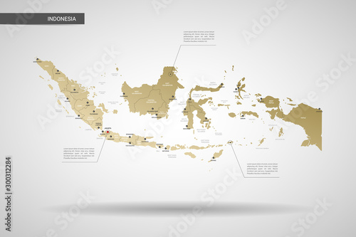 Fotografie, Obraz Stylized vector Indonesia map
