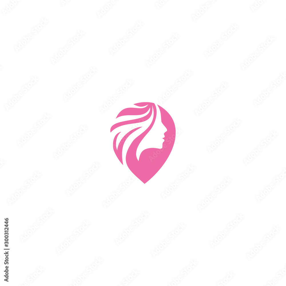 Obraz premium beauty hair logo with pin,skin care,cosmectic,luxury,salon,hair style Premium vector.