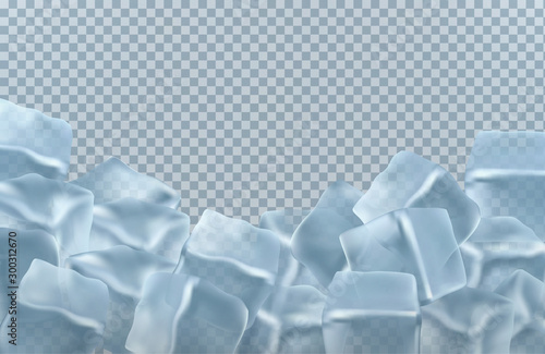 transparent ice cubes in blue colors. vector illustration