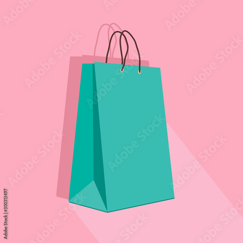 bright icon with a package for purchases for an online store on a colored background