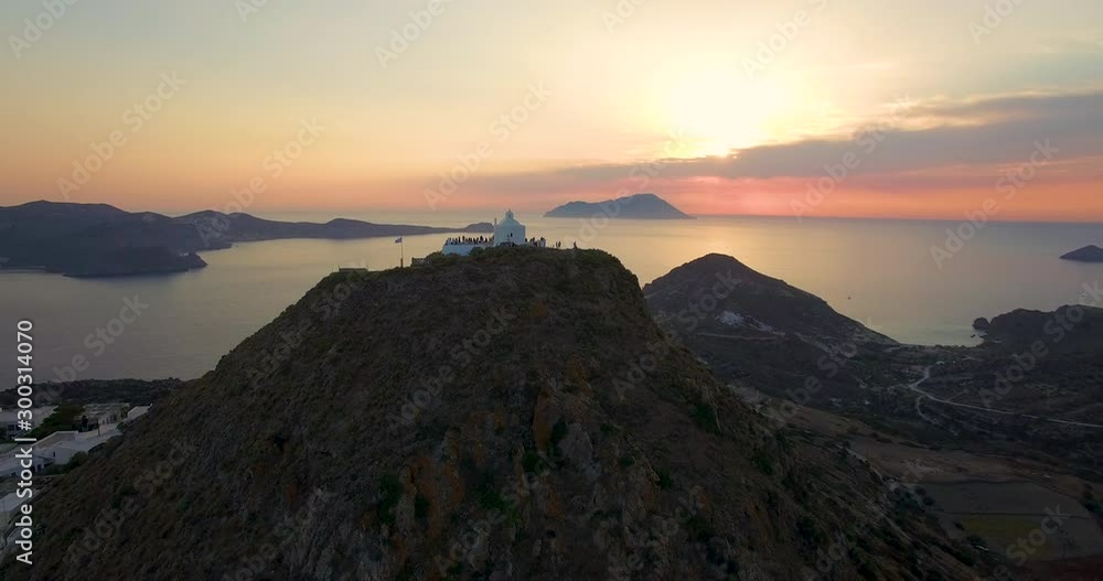 Aerial Greek Orthodox christian church on a mountain Aerial Greek Orthodox christian church on a mountain