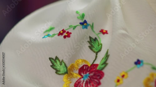 Flower pattern on a traditional Sorbian women's costume and dress. Embroidery technique. photo