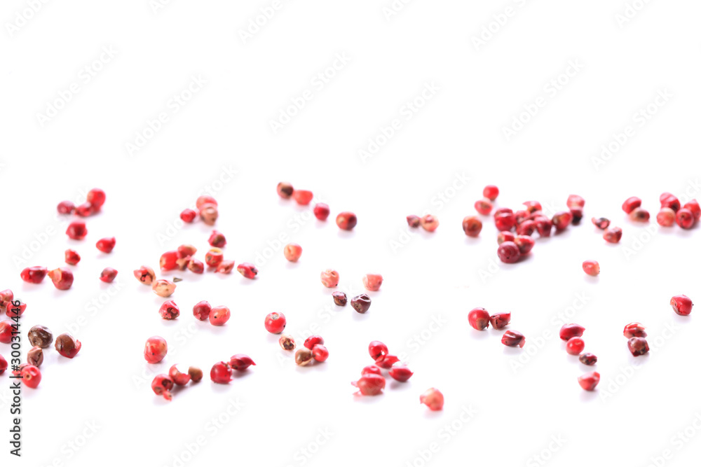 pink grain pepper isolated on white background with copy space for your text pink grain pepper isolated on white background with copy space for your text