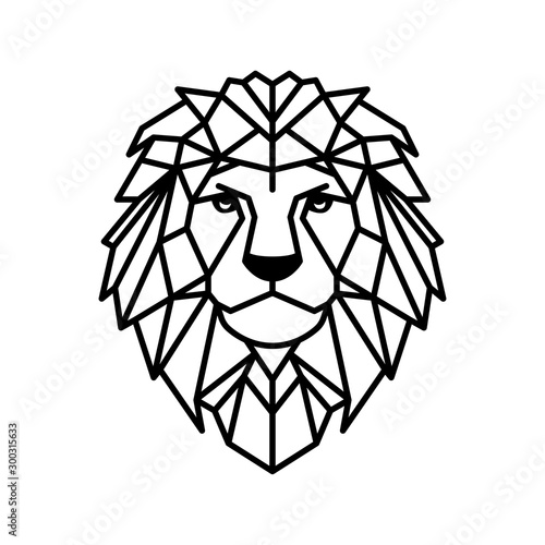 Geometrical polygonal head of lion. Vector illustration.