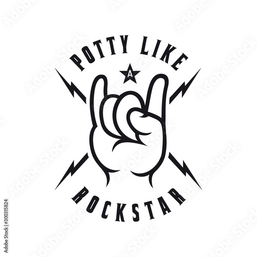 Potty like a rockstar funny poster. Vector illustration.