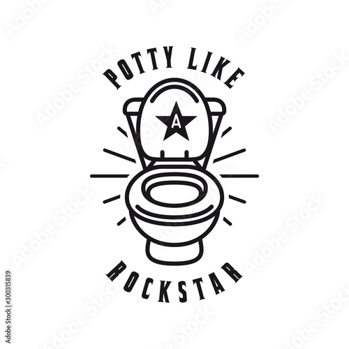 Potty like a rockstar funny poster. Vector illustration.