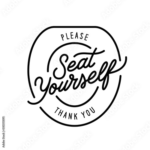 Please seat yourself bathroom poster. Vector illustration.