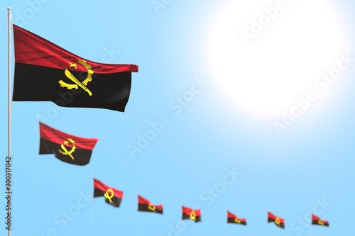 cute many Angola flags placed diagonal with soft focus and free space for your text - any holiday flag 3d illustration.. photo