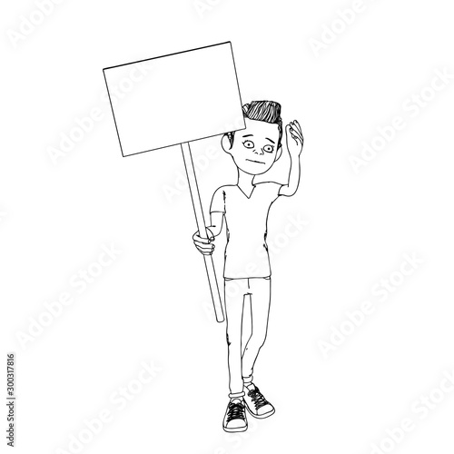 Cartoon character boy showi...