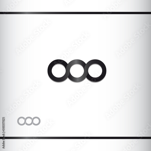 Triple infinity symbol. Logo design template. Black color. 3d effect. Watermark. Logo design template