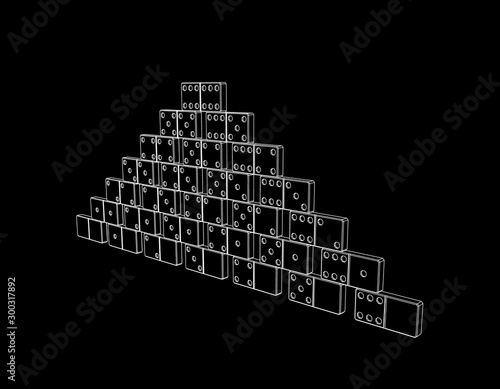 Pyramid of dominoes. Isolat...