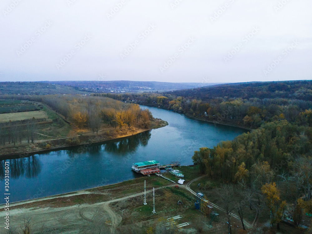 dron view on river