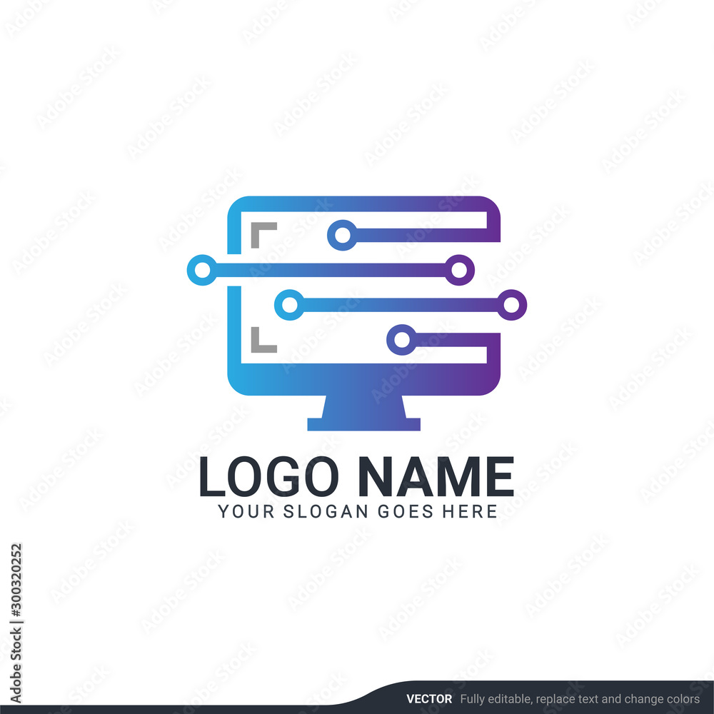 Creative abstract digital technology symbol logo design. Editable vector illustration logo design