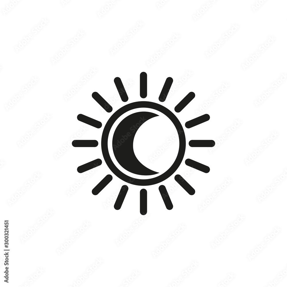 Black Eclipse of the sun icon isolated on White background