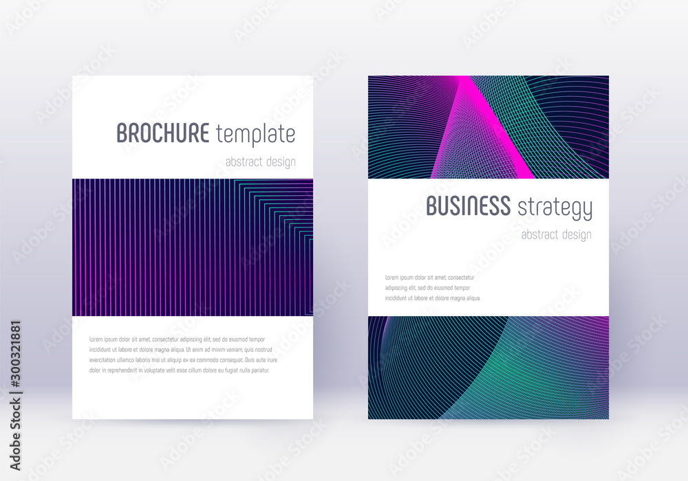 Fototapeta premium Minimalistic cover design template set. Neon abstr