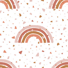 Canvas schilderij Regenboog patronen Terrazzo regenbogen in terracotta tinten  © AngellozOlga