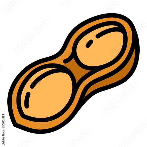 Half peanut shell icon. Outline half peanut shell vector icon for web design isolated on white background