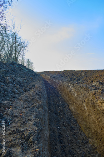 The trench for the oil pipeline. Trench