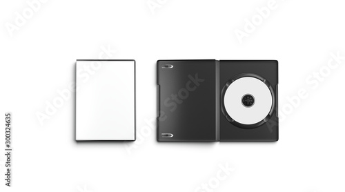 Konstfotografi Blank white opened and closed dvd disk case mockup, top