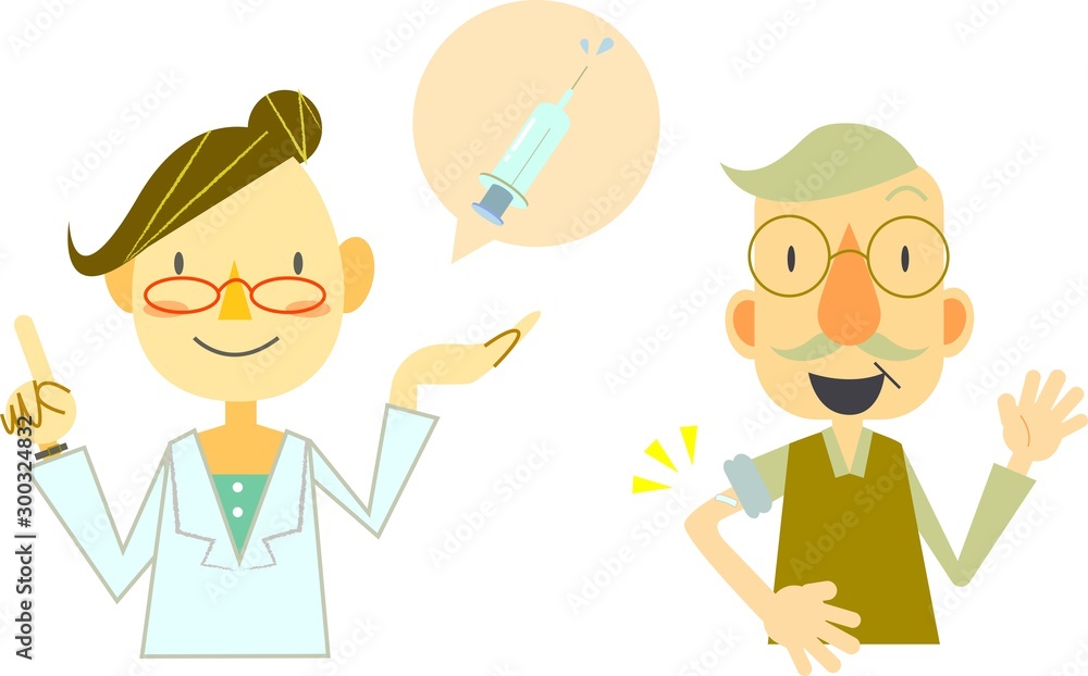 予防接種　シニア男性＆ドクター