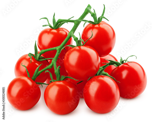 Φωτογραφία tomato cherry on branch isolated on white background, clipping path, full depth