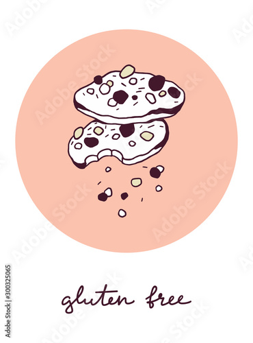 Cookies. Gluten free. Hand drawn vector image.